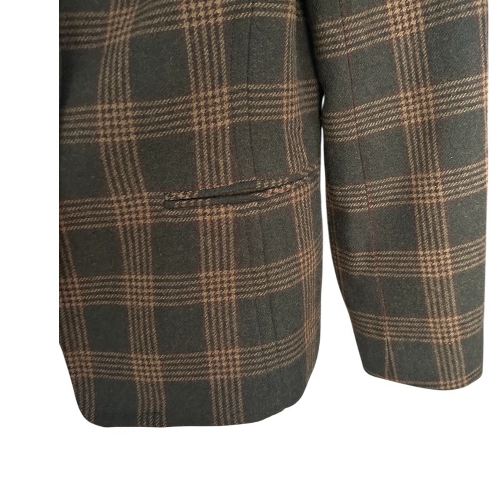 Vintage Talbots Wool Blend Plaid Blazer Academia Equestrian Jacket Medium Olive - Picture 9 of 14